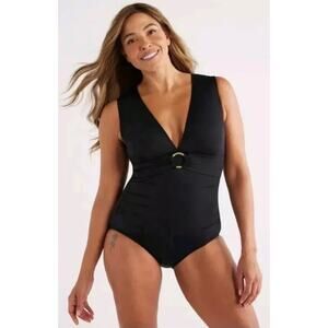 Embrace Your Curves By Miracle Brands NWT Womens M (8-10)‎ Bathing Suit Black